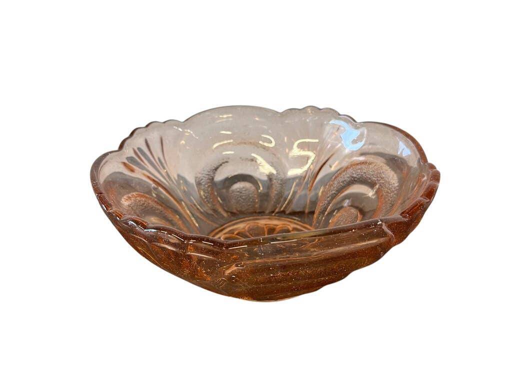 Vase art déco vintage en verre rose saumon