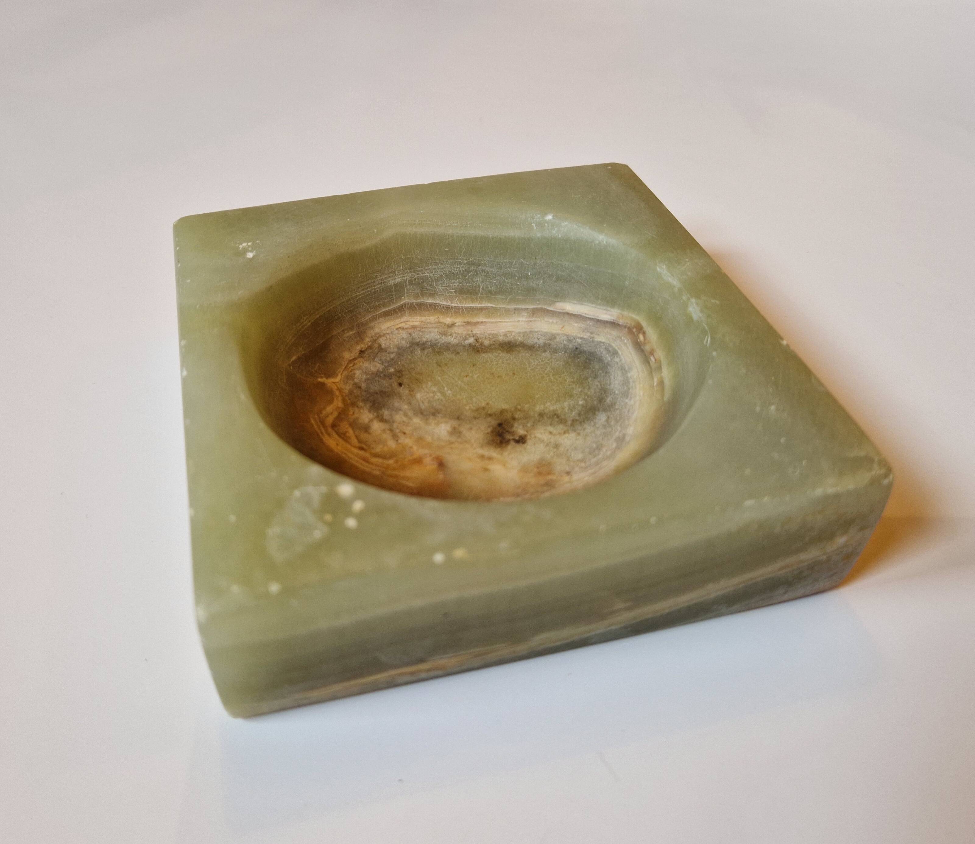 Green onyx ashtray catchall, Italian vintage 1960s