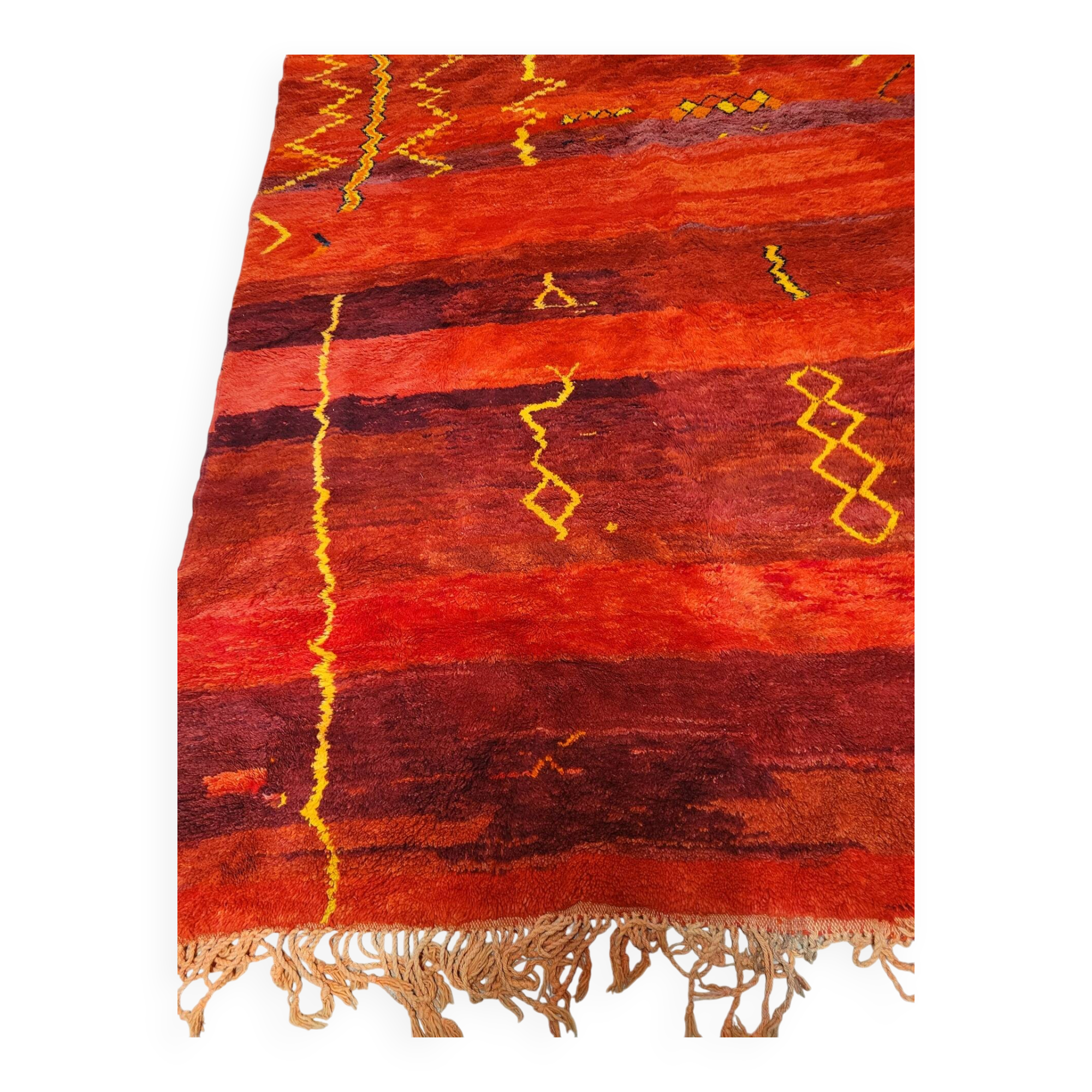 Tapis berbère marocain laine rouge 220 x 145 cm