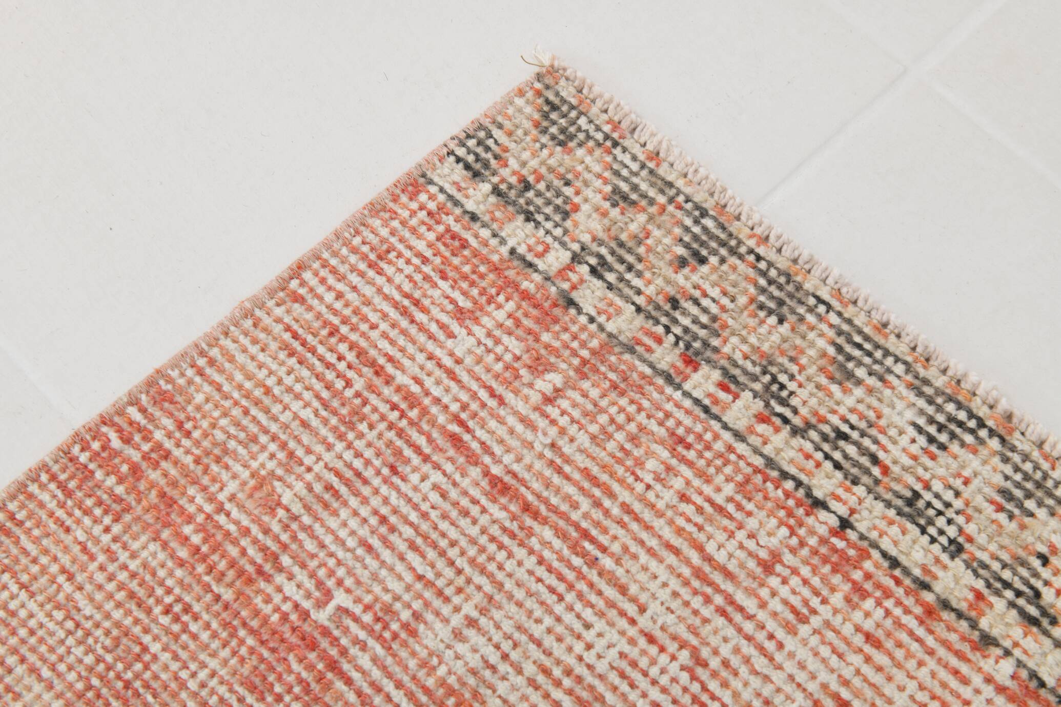 3x13 Pale Red Turkish Vintage Runner Rug, 87x400Cm SK 20299