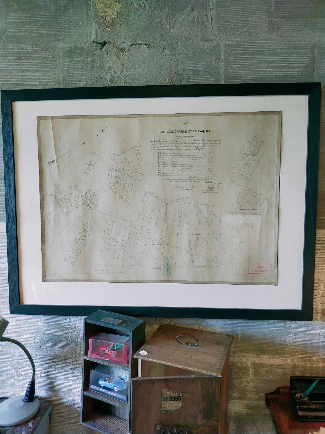 Plan cadastral "géométrique et de partage" de 1852 entoilé