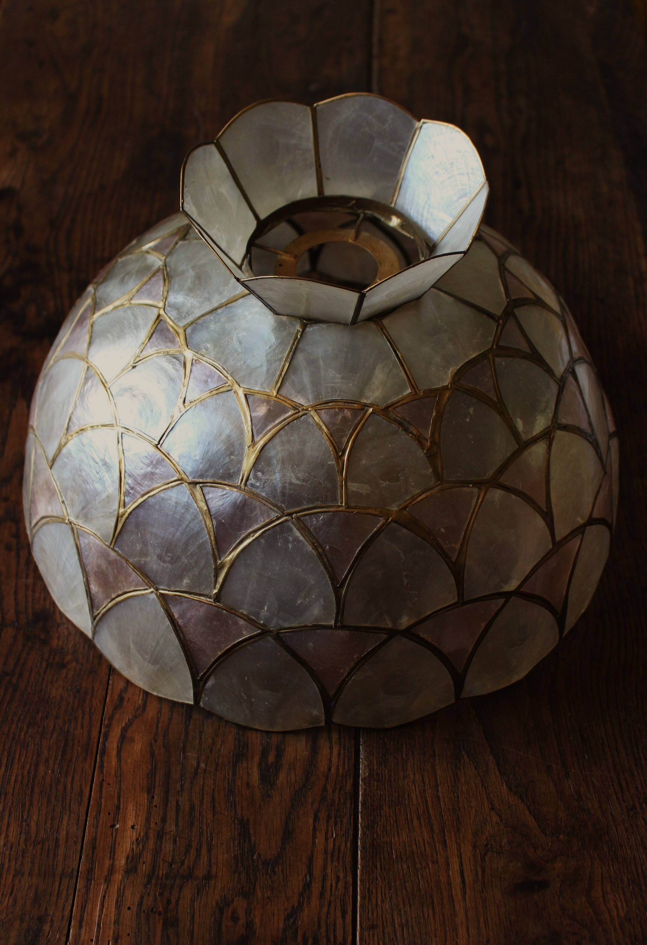 Vintage Brass Mother-of-Pearl Corolla Suspension