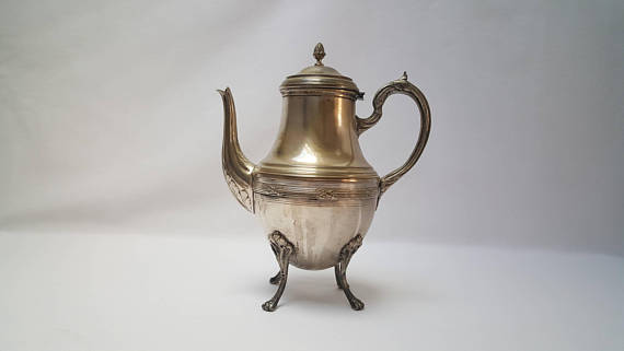 Ancienne Théière En Métal Argenté – Service à Thé Vintage