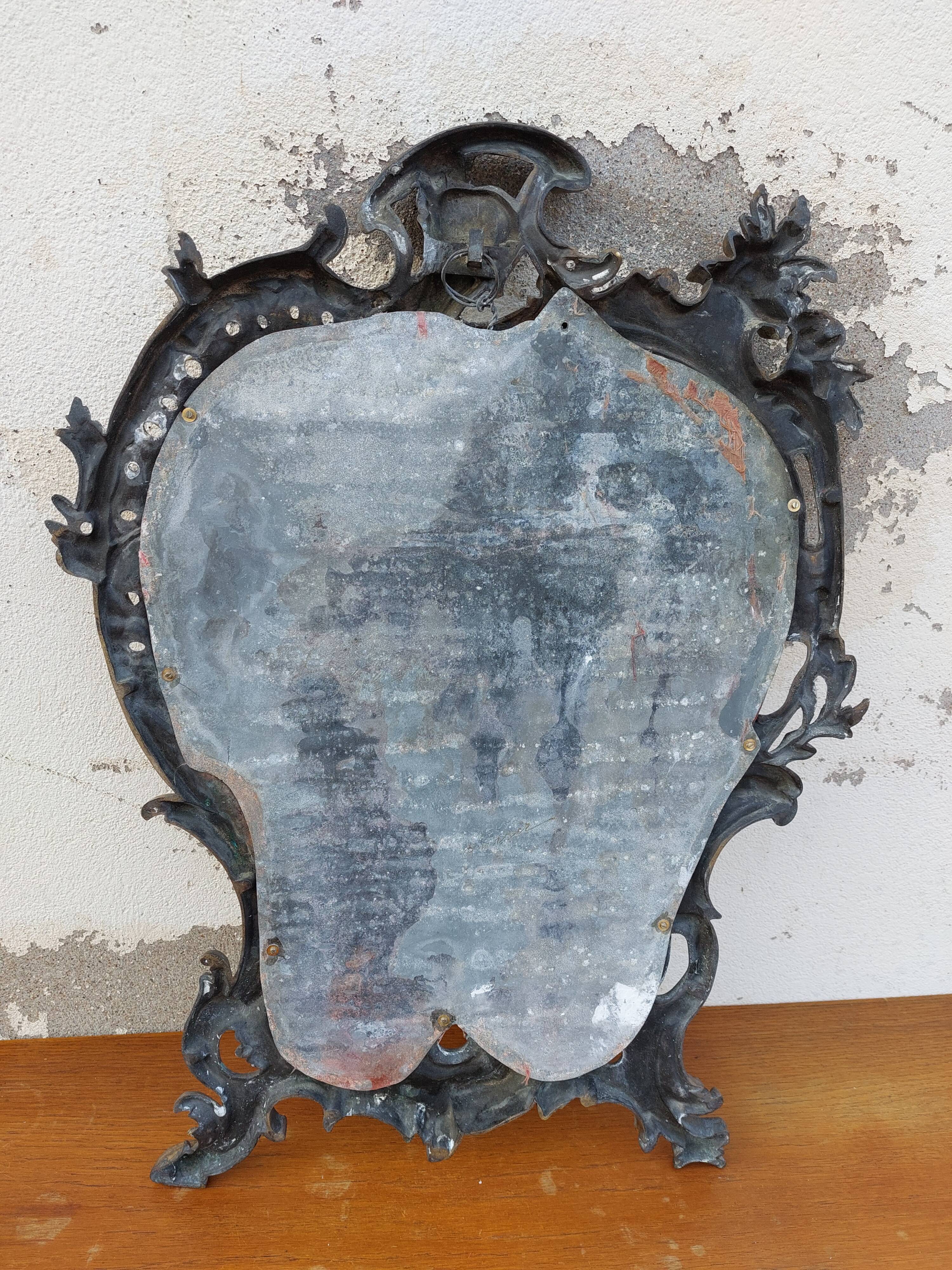Applique Murale En Bronze Doré - Miroir Biseauté - 19ème Siècle - Style Ancien