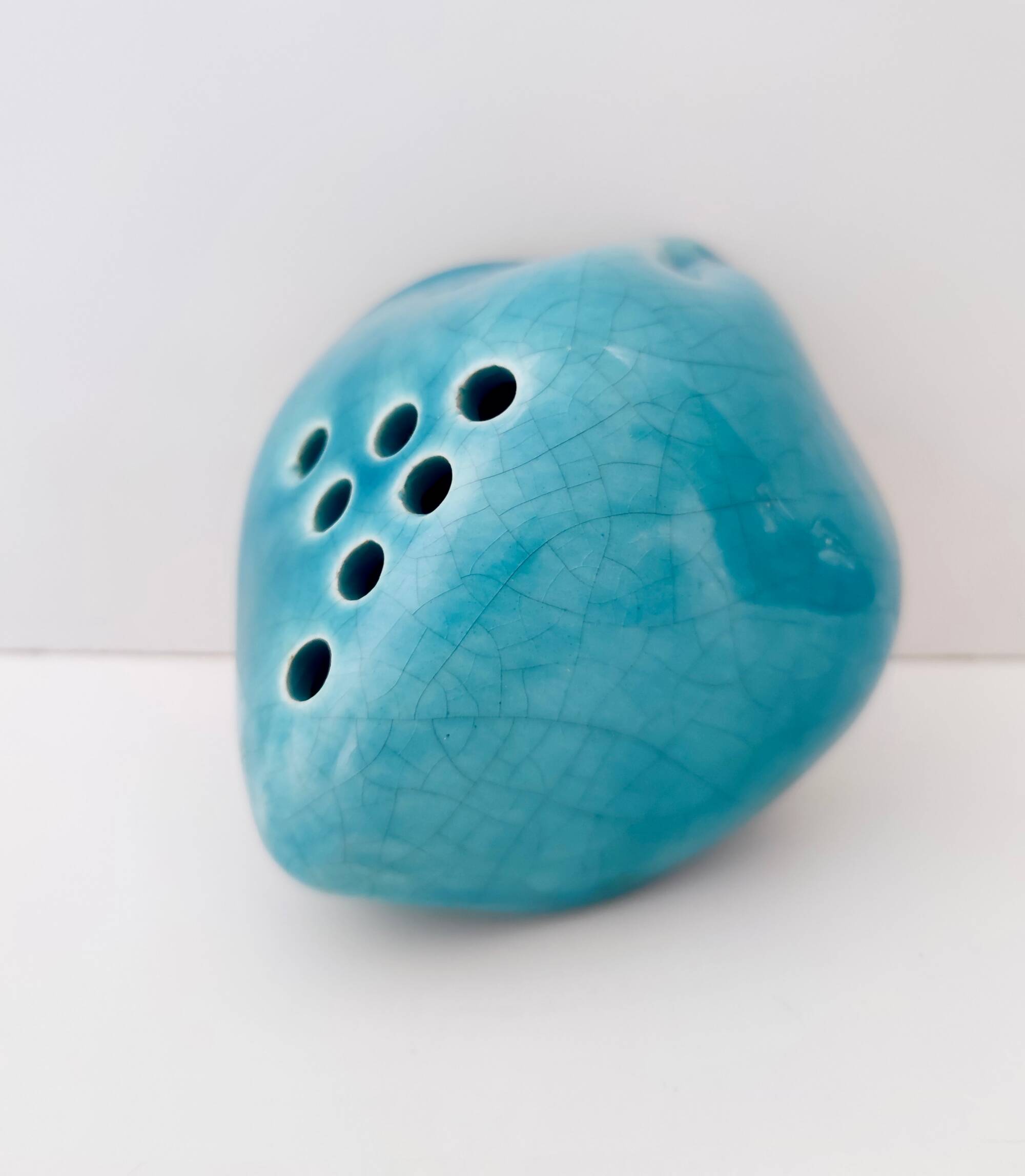 Teal Lacquered Ceramic Tulip Vase / Pen Holder by Giacomo Onestini for Ernestine Salerno