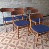 Mid century set of 6 teak dining chairs by Farstrup, Denmark 1960s