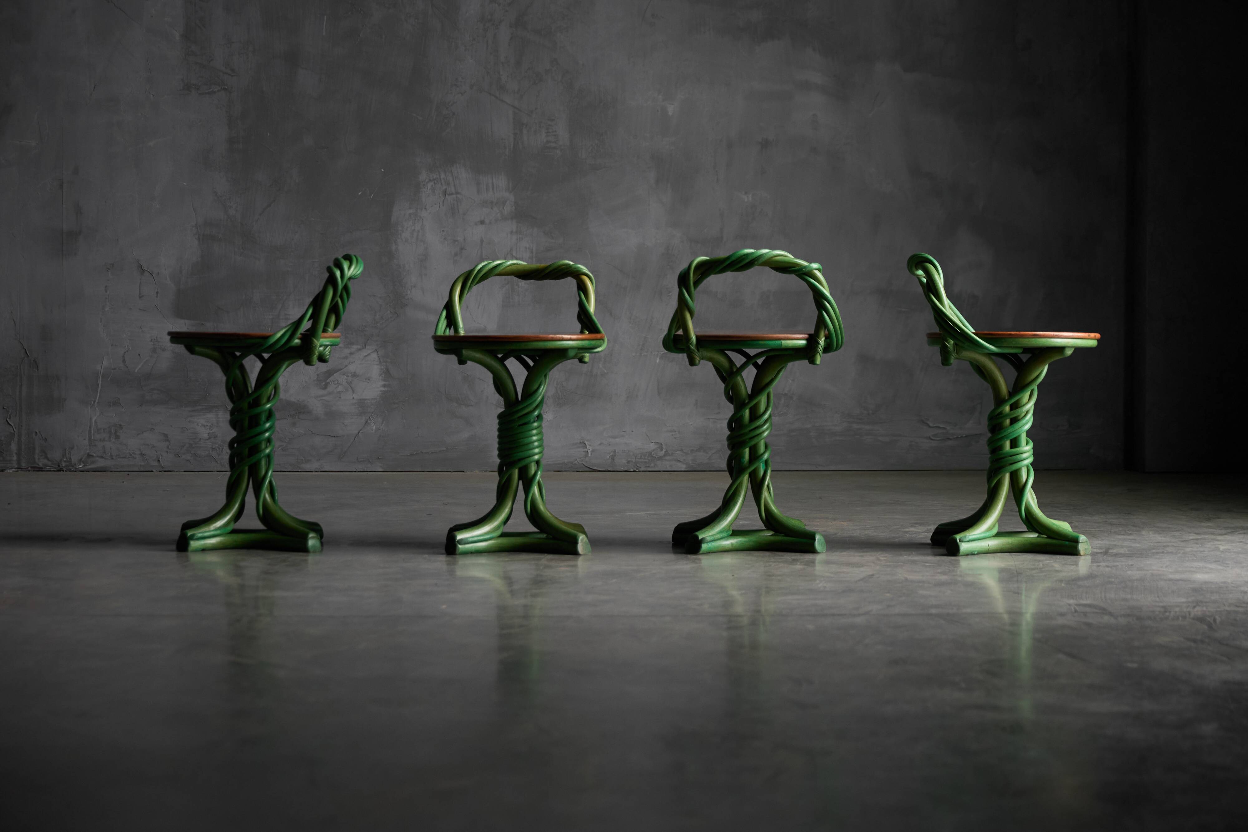 Whimsical Vine Twist Stools, France, Late 20th Century