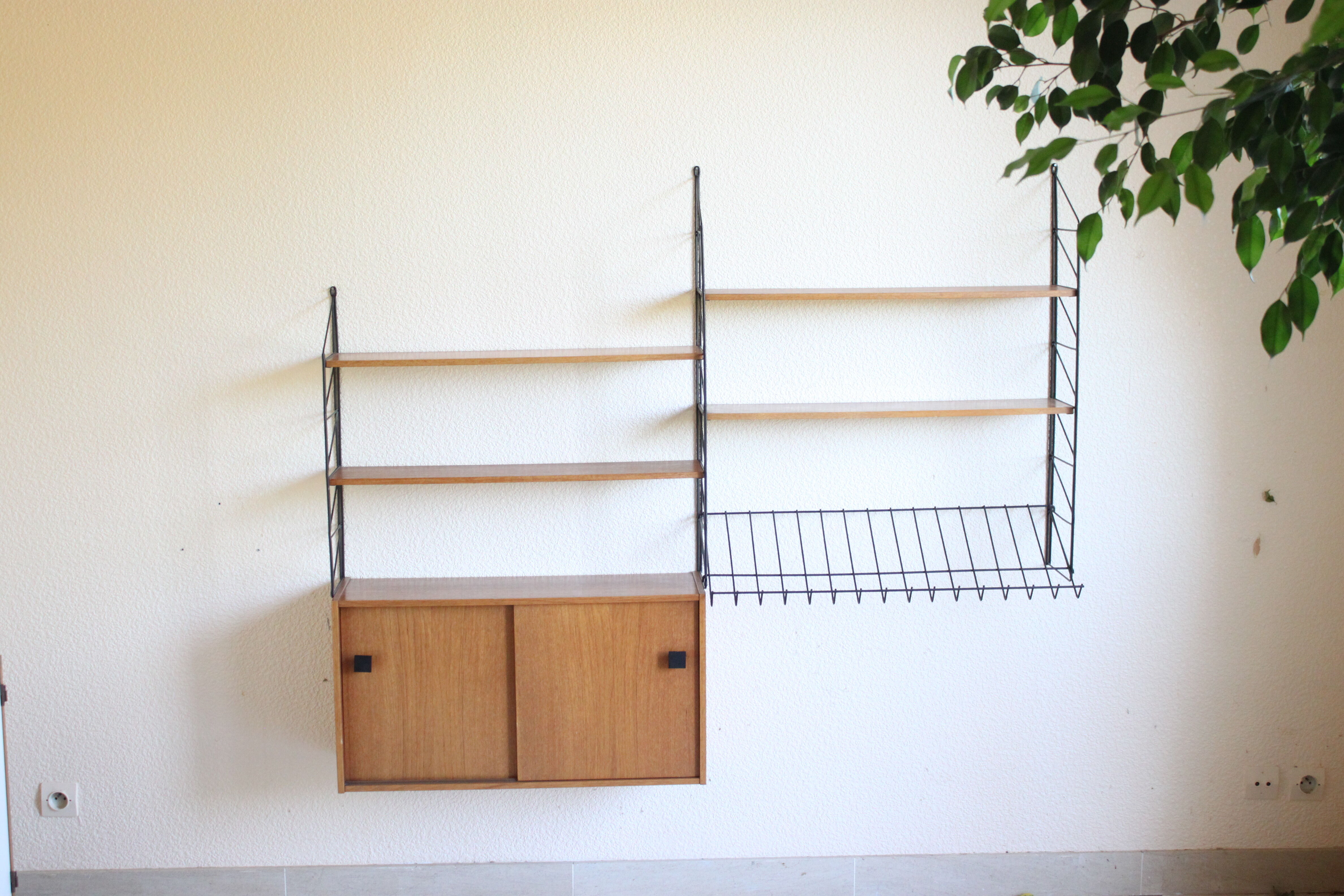 Wall shelves string, caisson and door reviews teak 1960