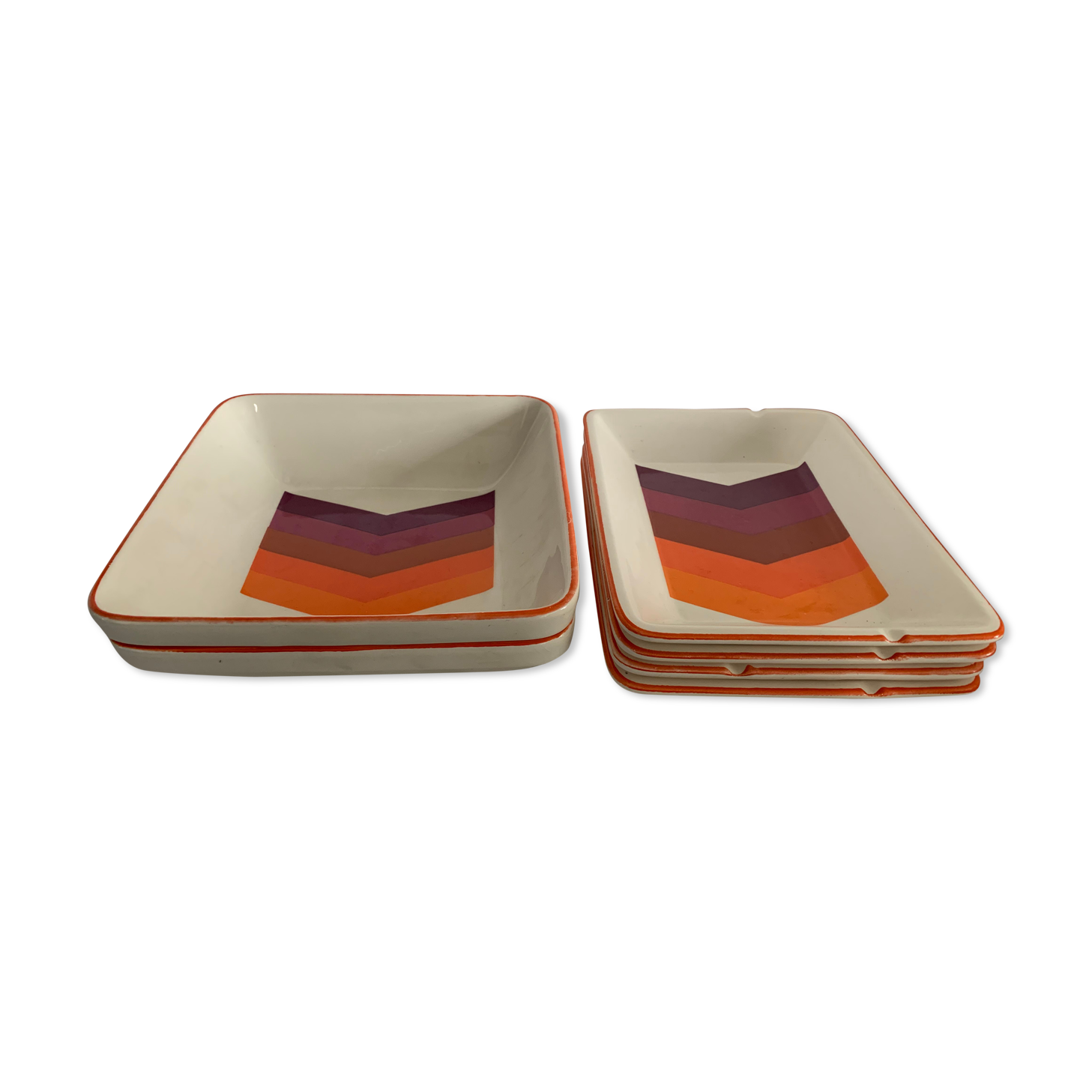 Lot of 2 bowls and 4 dishes or plates Gien model arrows 1970