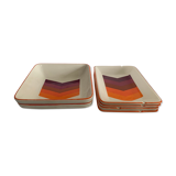 Lot of 2 bowls and 4 dishes or plates Gien model arrows 1970