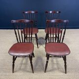 Set of 4 Tacoma Baumann bistro chairs in dark wood and brown leatherette