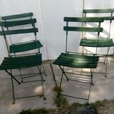 Set of 4 folding garden bistro chairs in wood and iron