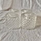 Pair of wall sconces in gilded brass and textured glass