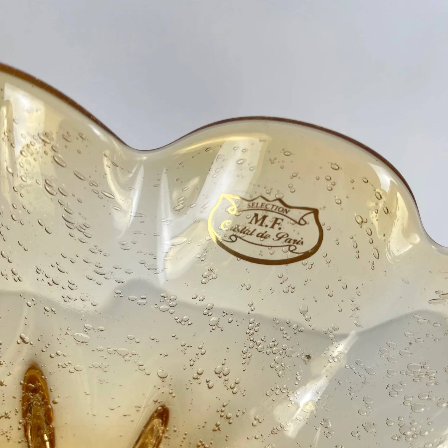 Amber glass bowl in Murano style, 1970, MF Cristal de Paris