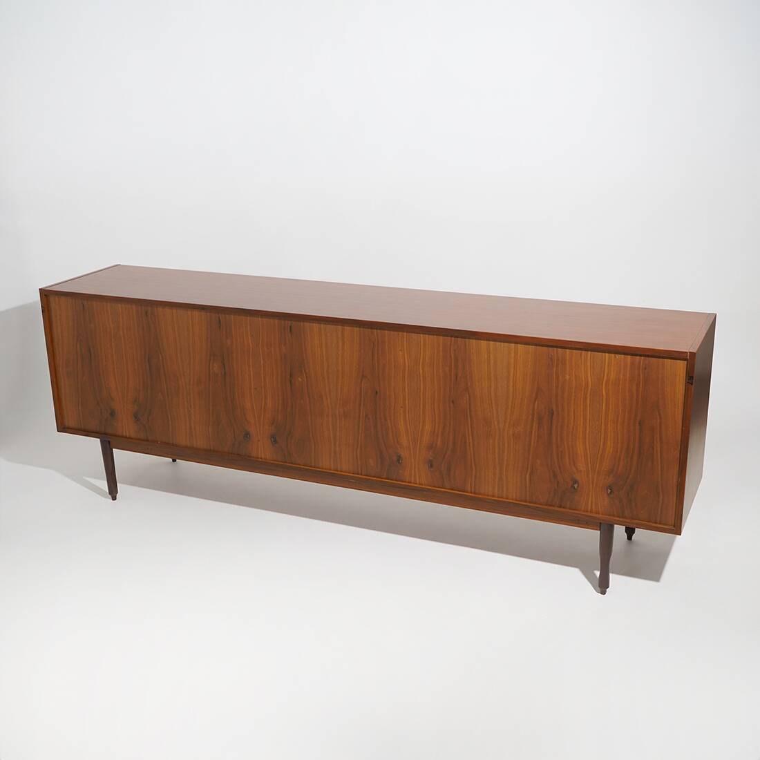 Wooden sideboard with brass knobs, 1960s