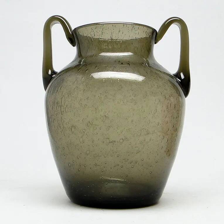 Postmodern vase, olive antico glass, designed by Z. Horbowy, Poland, 1970s
