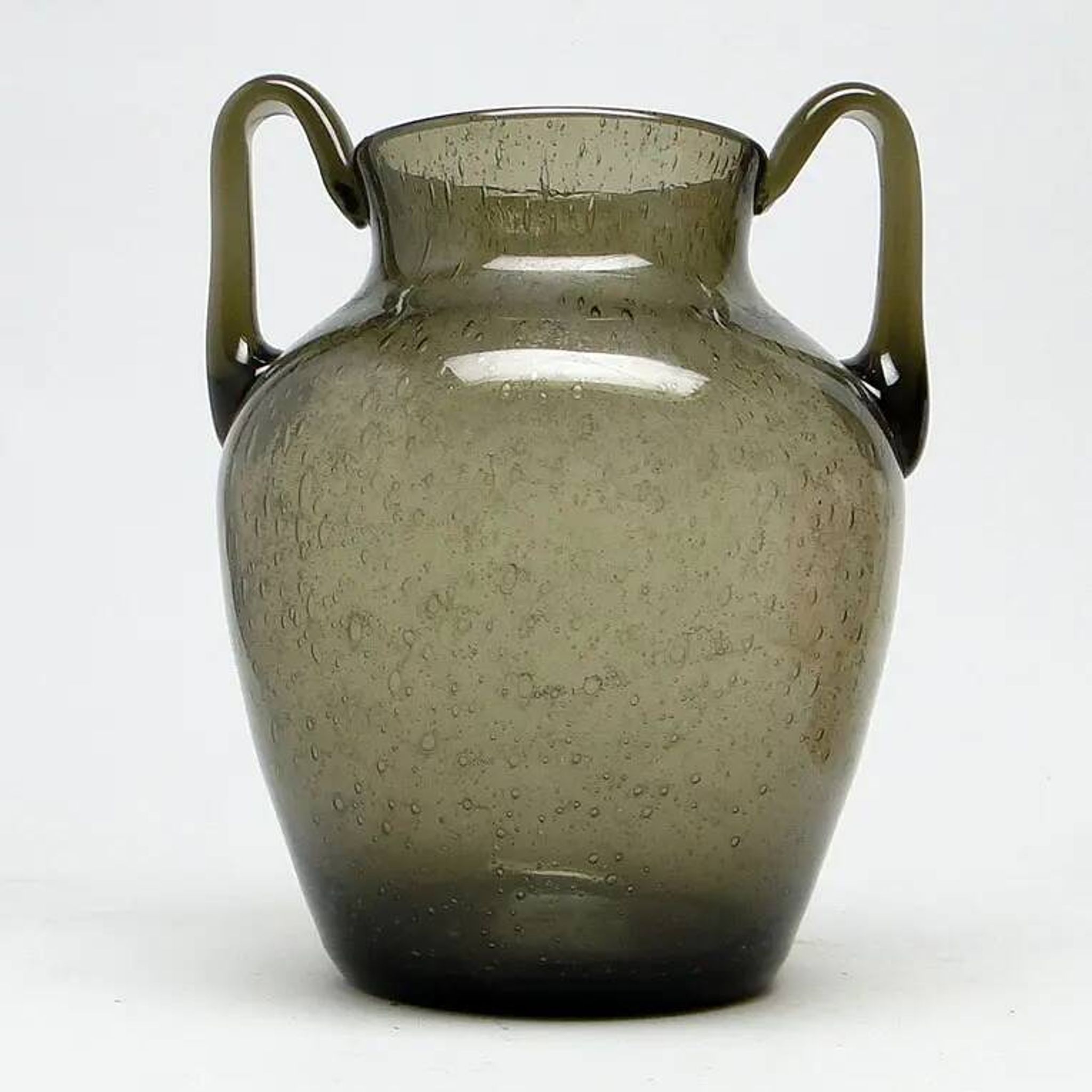 Postmodern vase, olive antico glass, designed by Z. Horbowy, Poland, 1970s