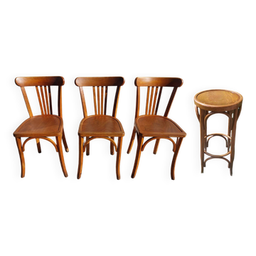 3 chaises + 1 tabouret
