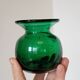 Small green bubbled blown glass vase