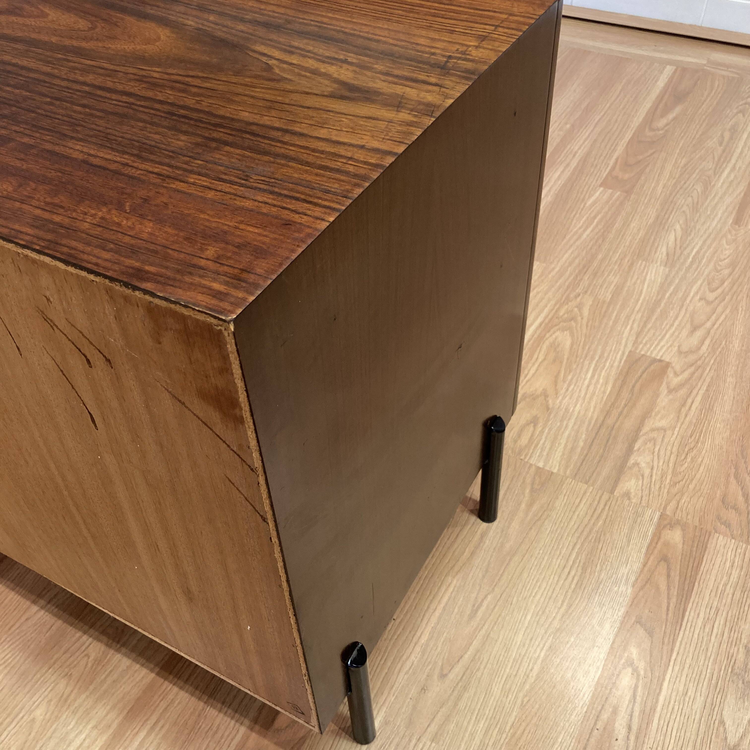 Commode palissandre et métal design 1950