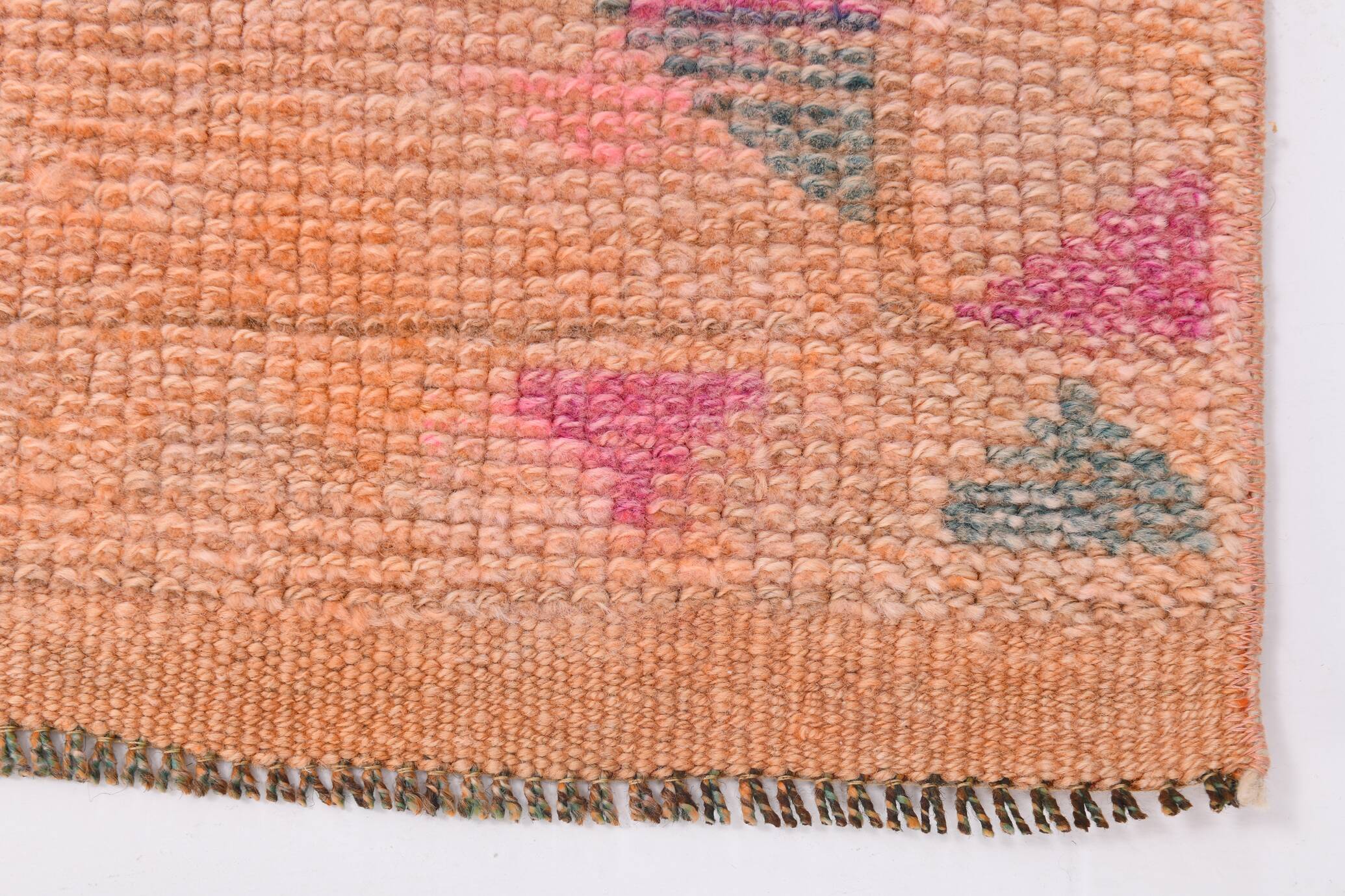 Peach & Pink Hallway Vintage Runner Rug, 84x310Cm