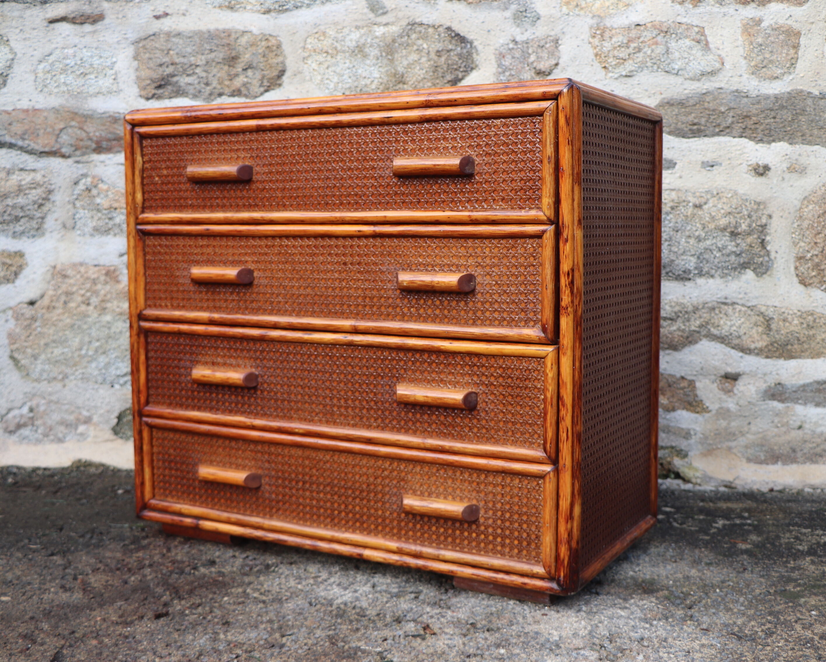 Commodity 4 drawers canning and bamboo - vintage