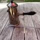 Silver chocolate pot with wooden handle and lid