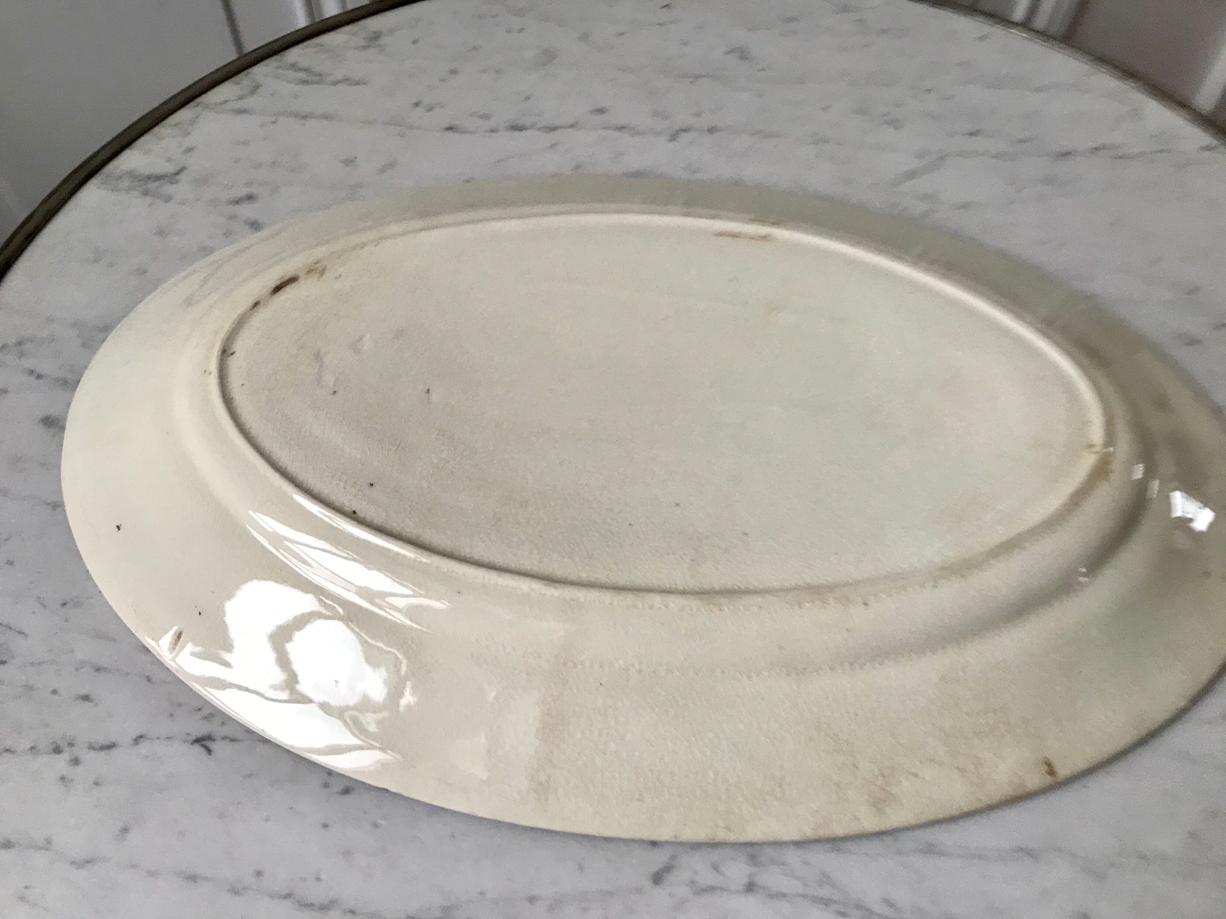 oval flat Terre de Fer bleu XIXth