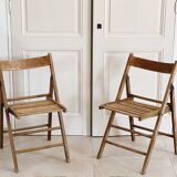 Pair of folding wooden chairs