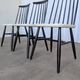 Ensemble de 3 chaises de salle à manger vintage noir et blanc, style Ilmari Tapiovaara, scandinave.