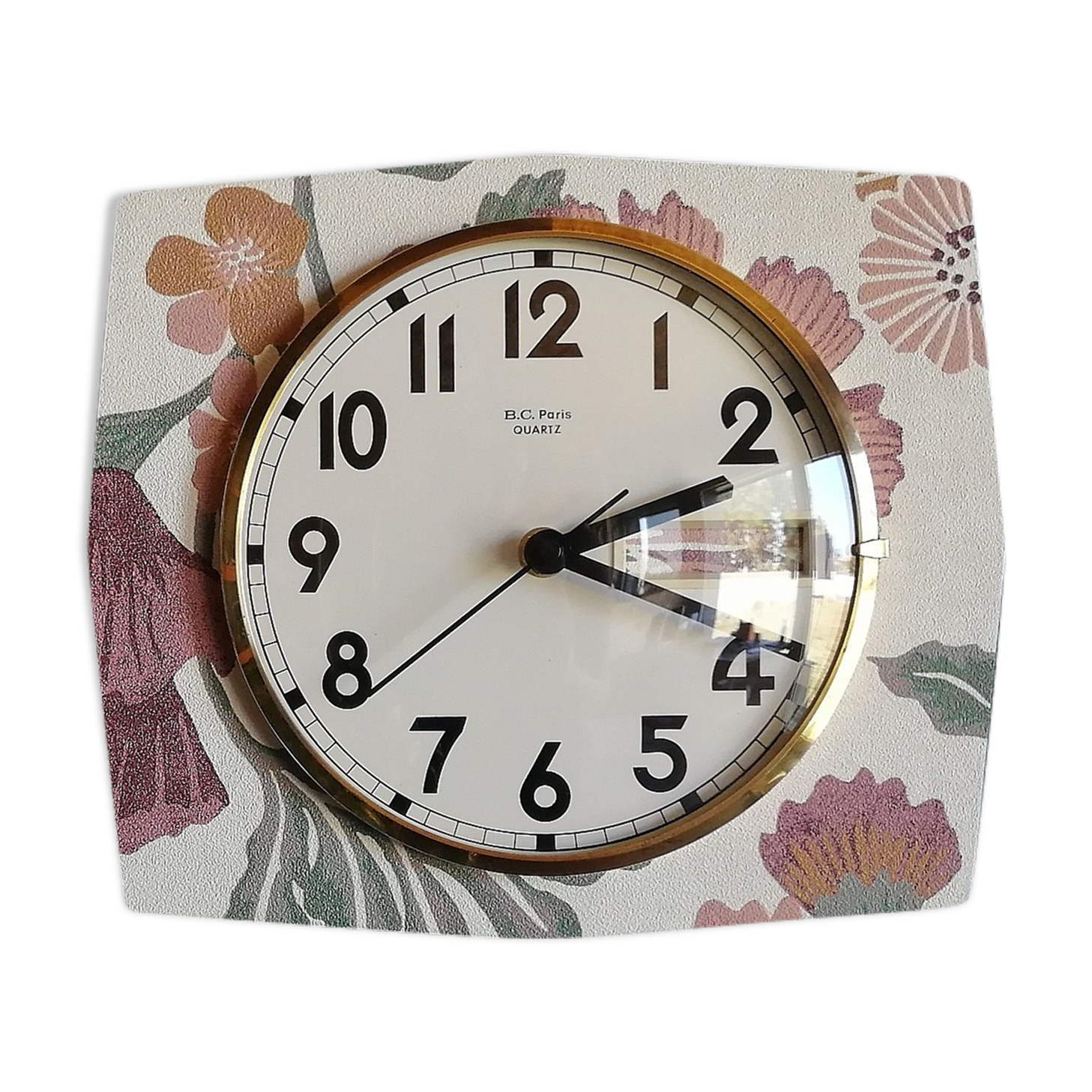 Vintage clock formica silent wall clock "BC Paris Quartz"