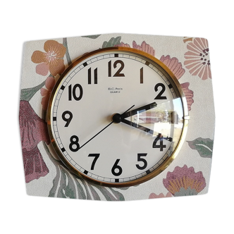 Vintage clock formica silent wall clock "BC Paris Quartz"