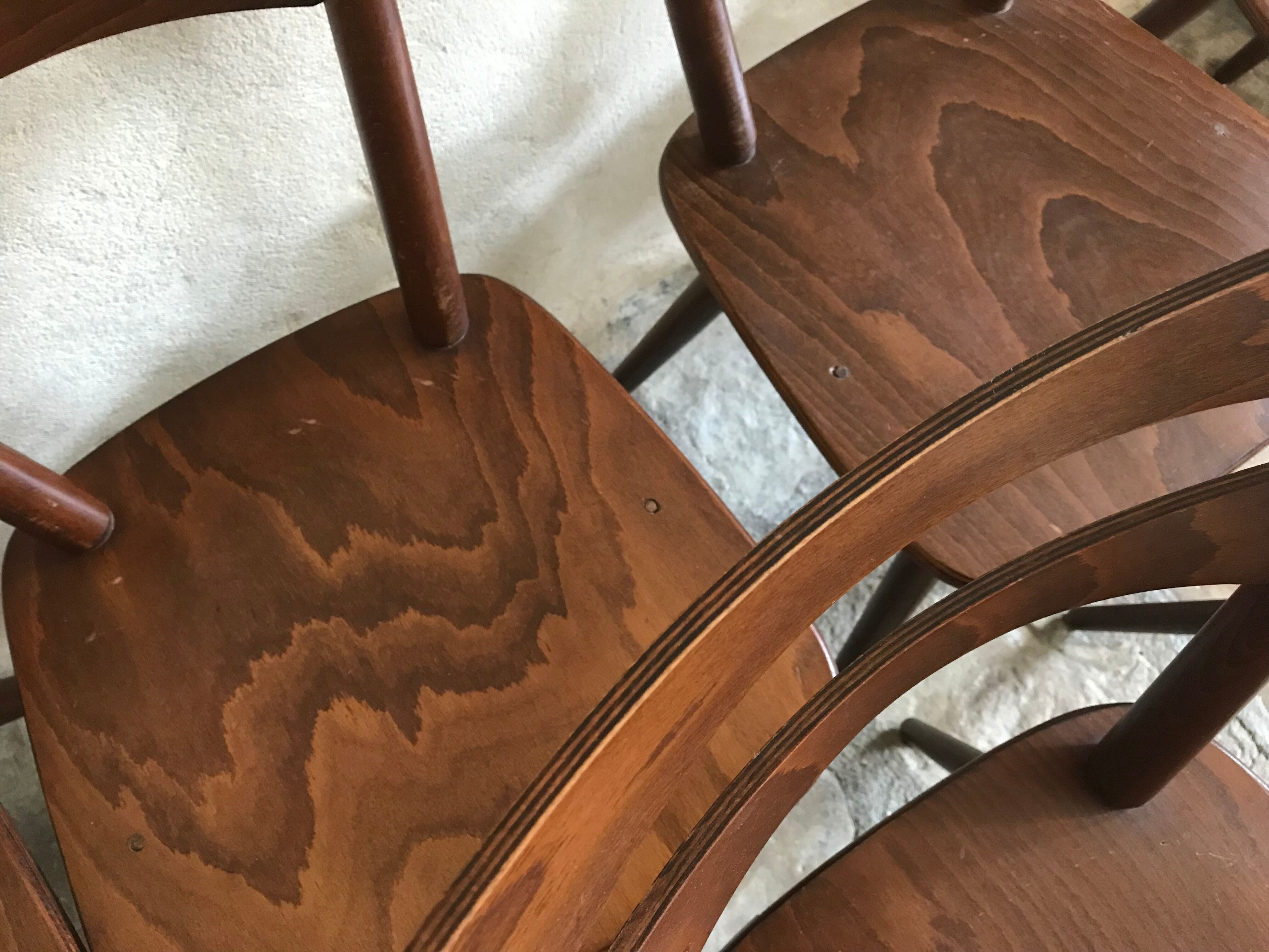 Set of 8 vintage chairs 1960 in beech compass feet