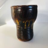 Metallic brown ceramic torso vase