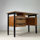 Vintage oak and black wood desk from the 60s