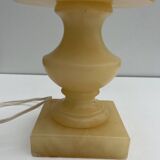 Vintage Alabaster Lamp with Floral Pattern Shade