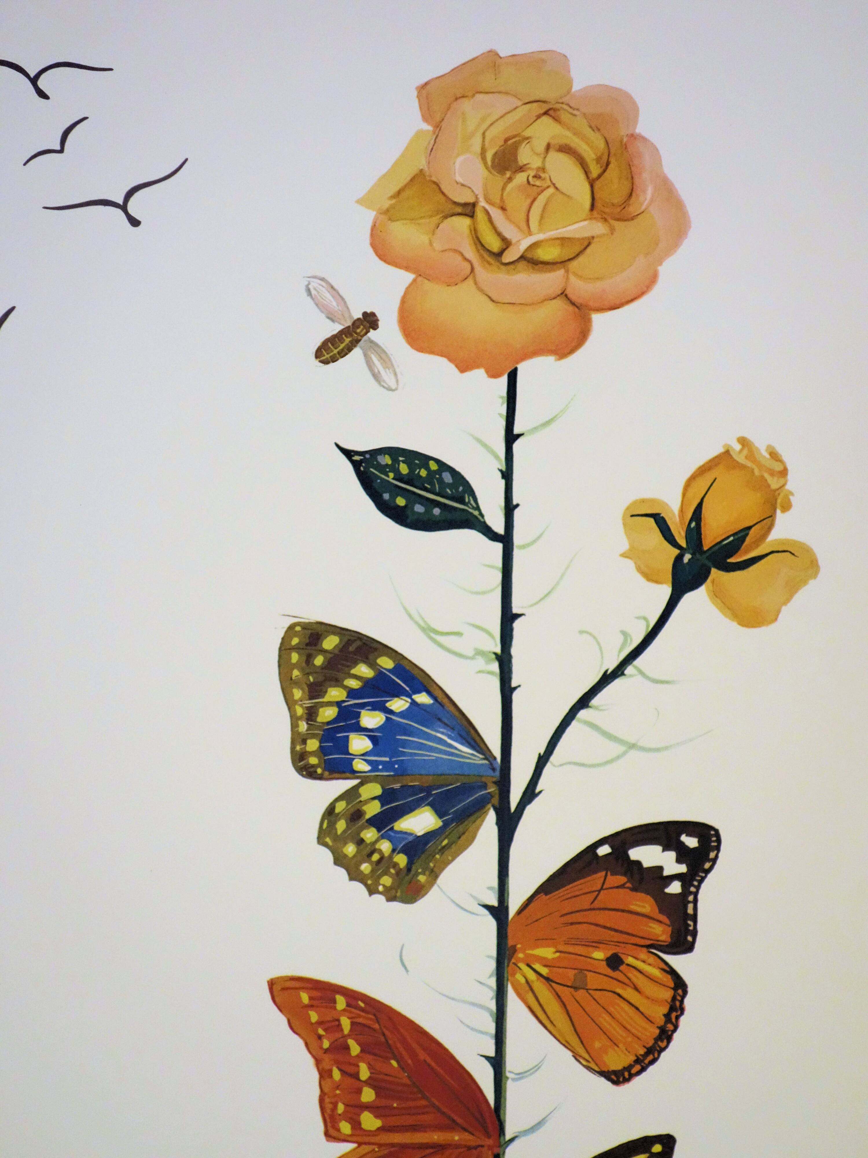 Salvador Dali: Flordali, The Butterfly Rose, original signed lithograph