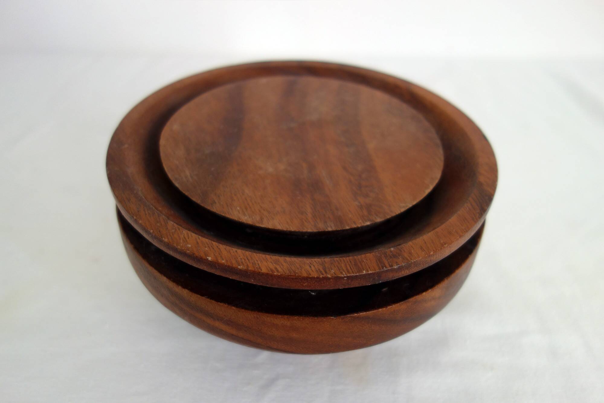 Large lotus flower vintage wooden aperitif service