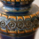 Vase balustre bleu nuit et ocre