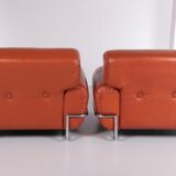 Bold Italian Lounge chair set made of leather, 1970