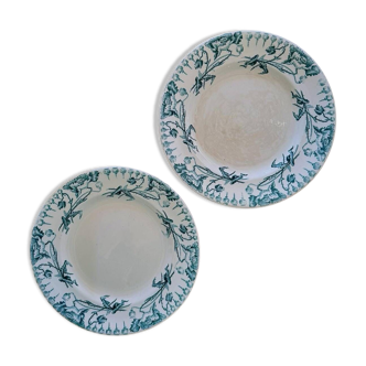 Pair of old plates - Longwy poppies