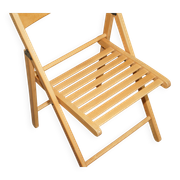 Set of 4 folding steamer chairs in oak from around 1940.