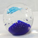 Sulphide / Paperweight THE DOLPHINS with a blue background