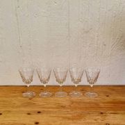Lot de 5 verres à vin en verre ciselé vintage