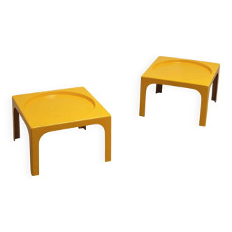 Pair of fiberglass side tables by Marc Berthier for Prisunic, 1970s