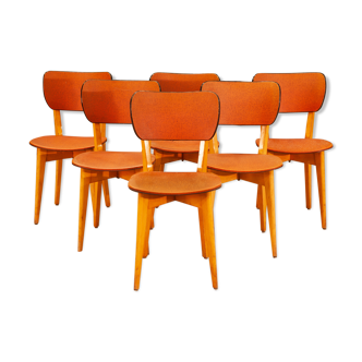 Lot de 6 chaises vintage rouge/orangé