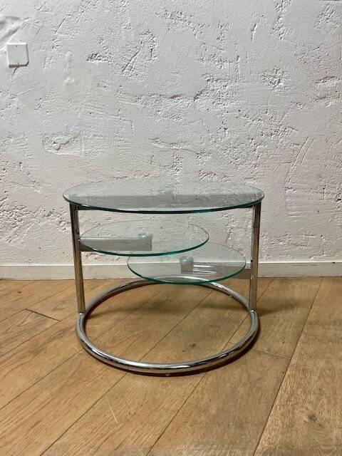 Glass coffee table with 2 swivel tops