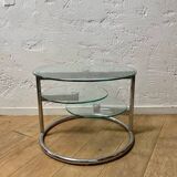 Glass coffee table with 2 swivel tops