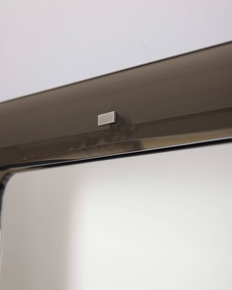 Vintage 1970s wall mirror in smoked glass, Italian design
