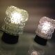 Paire de lampes de chevet en verre structuré / vintage années 60-70